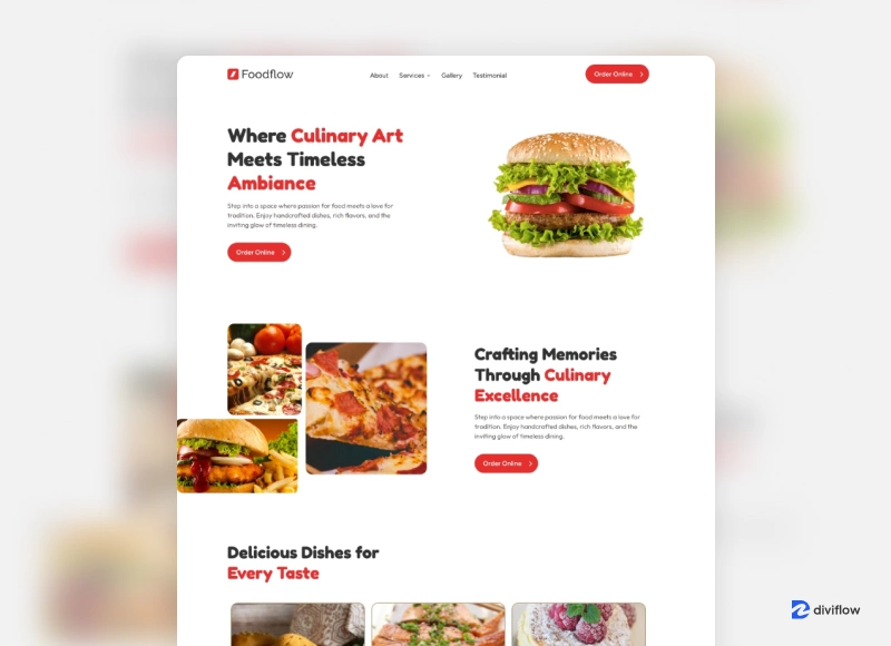 Food Flow - Divi 5 Restaurant Cafe Website Layout