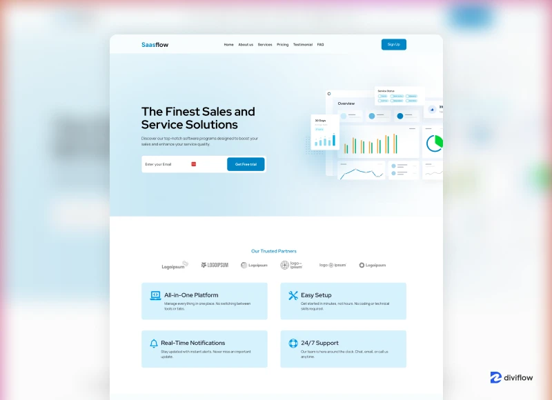 Saasflow – Saas Website Divi 5 Layout